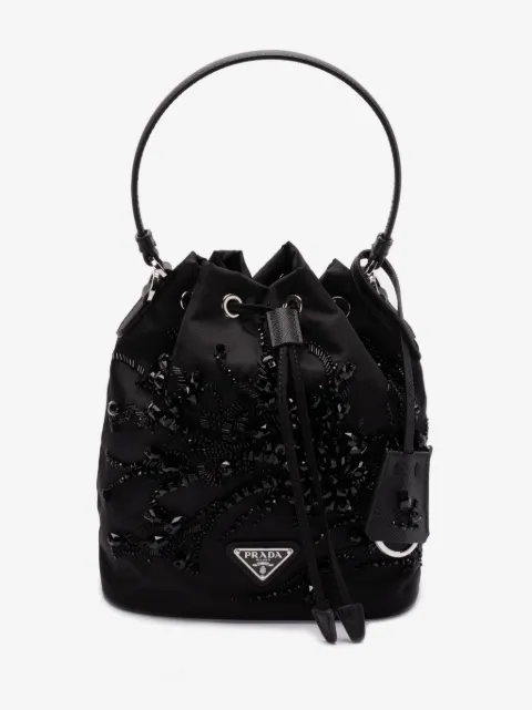 Prada enamel triangle-logo tote bag