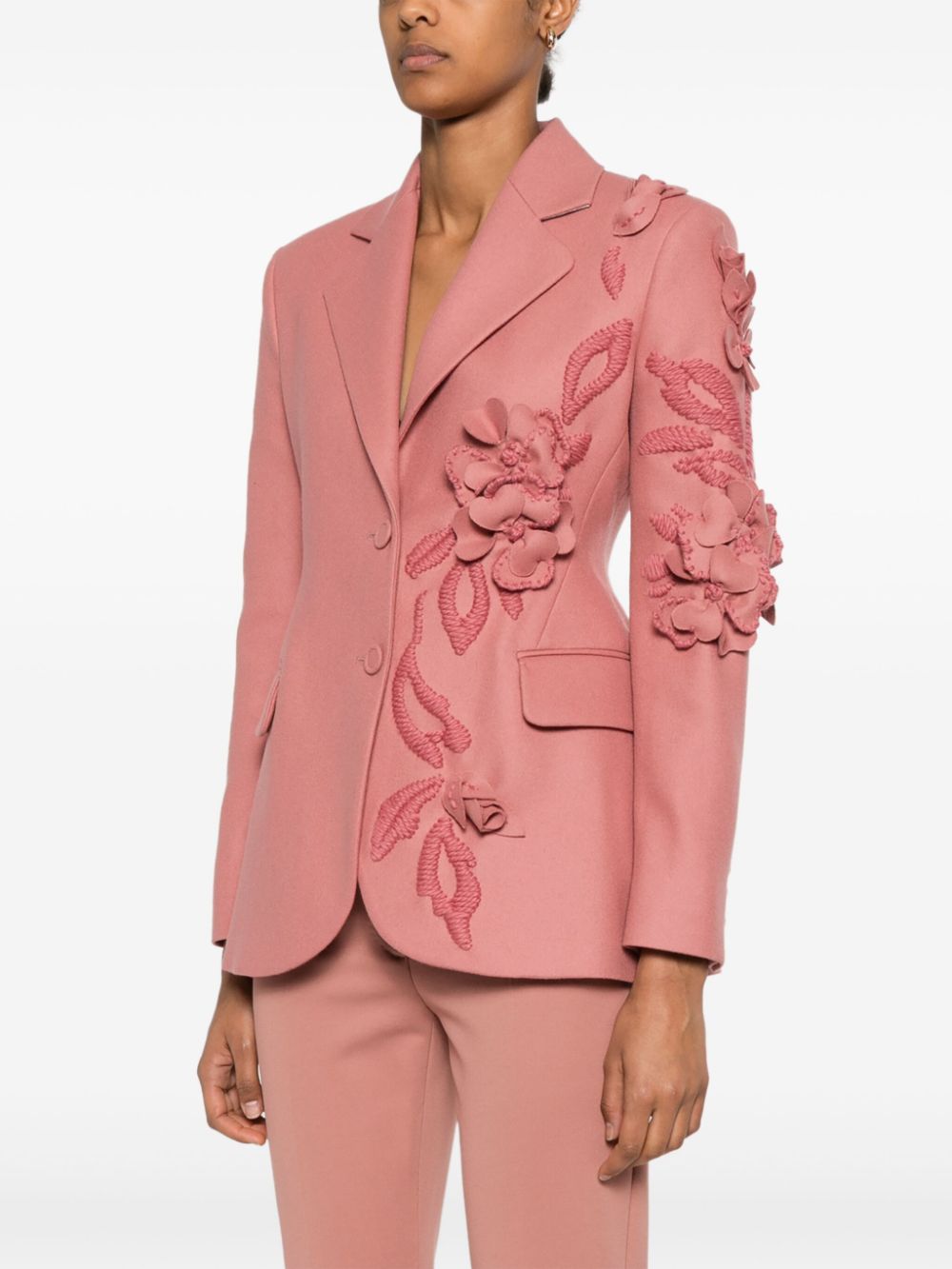 Ermanno Scervino Blazer met bloemenapplicatie Roze