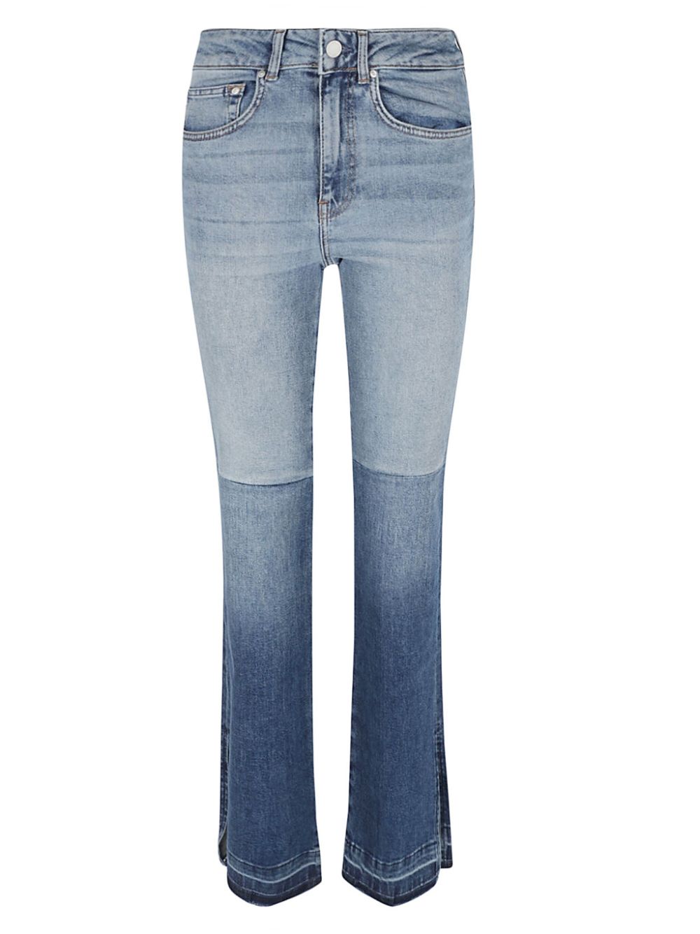 logo-patch two-tone straight-leg jeans