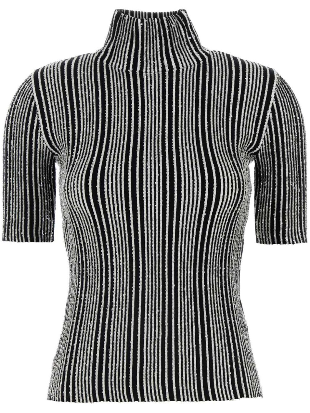 sequined-embellished striped top