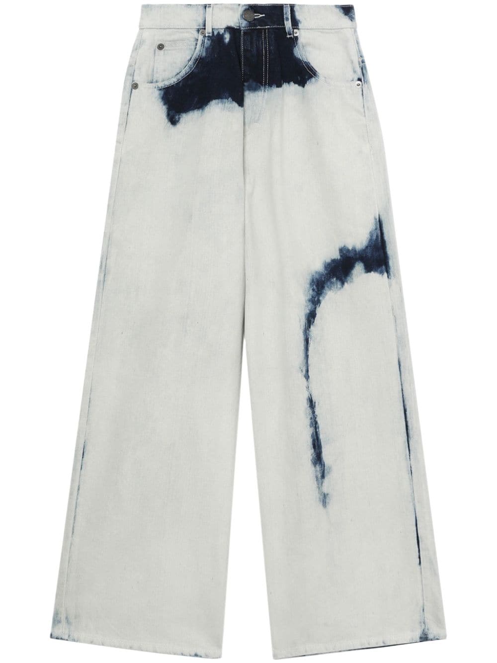 Shop Charles Jeffrey Loverboy Bleached Effect Wide-leg Jeans In White