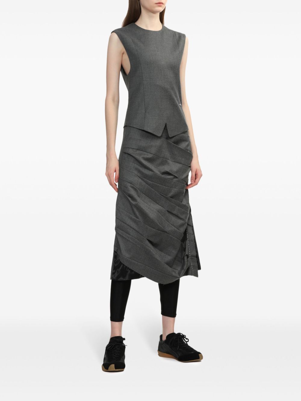 Ader Error asymmetric midi skirt - Grey