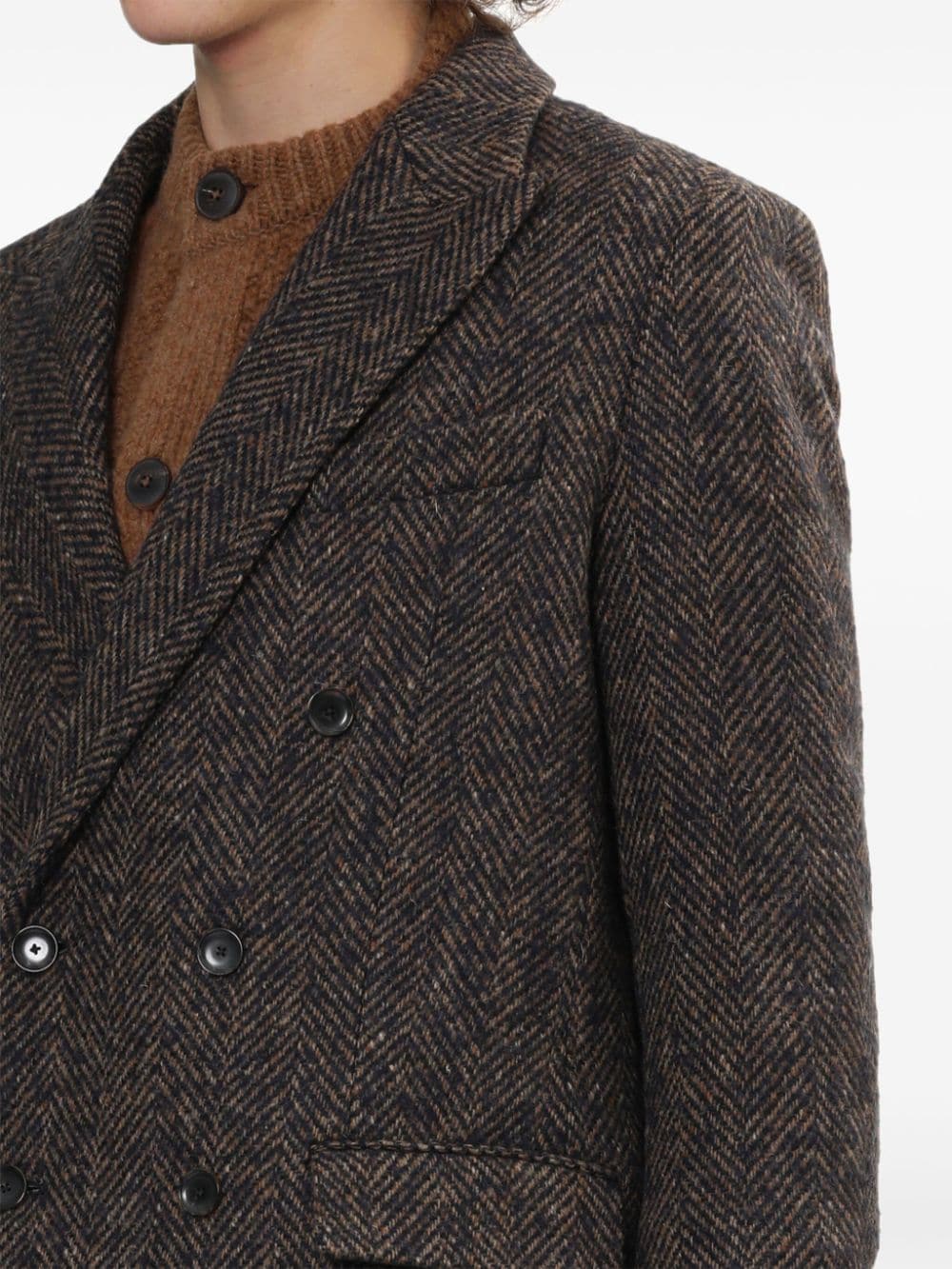 Shop A Kind Of Guise Double-breasted Peak Blazer In Brown