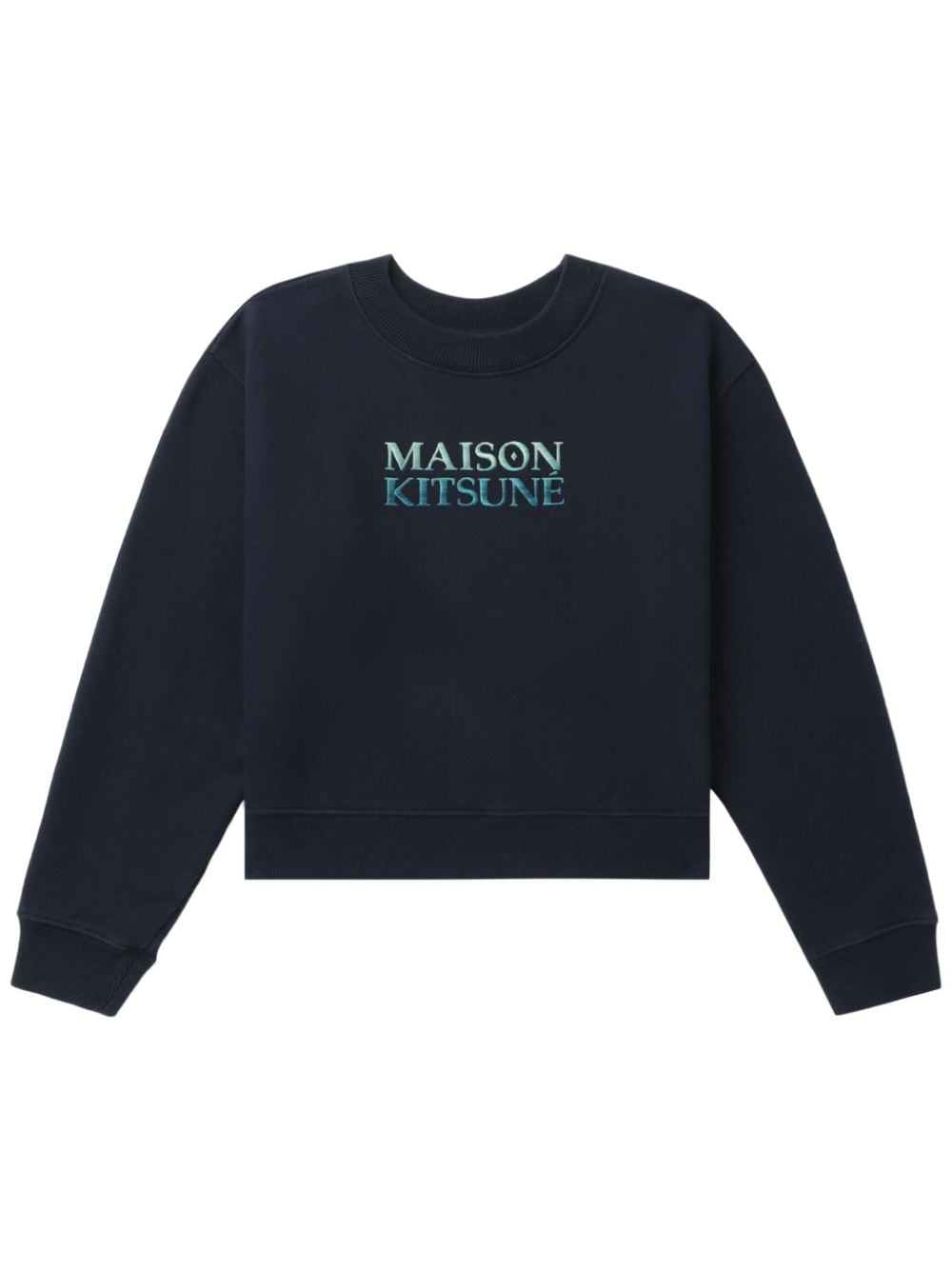 Shop Maison Kitsuné Logo-embroidered Sweatshirt In Blue