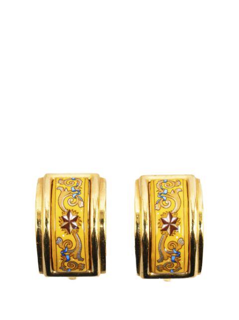 Hermes 20th Century Enamel Cloisonne Clip On costume earrings Women