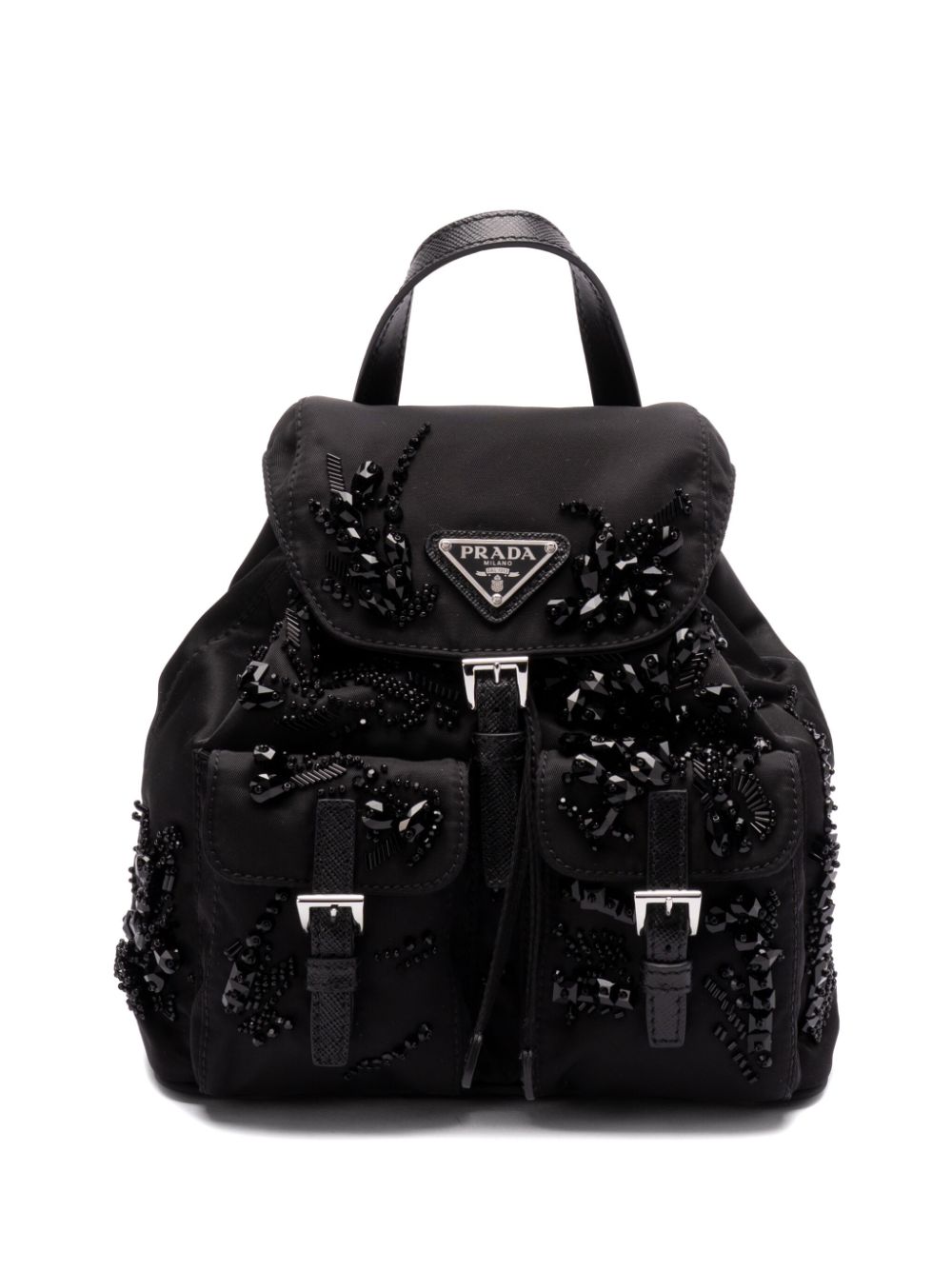 Prada enamel triangle-logo backpack – Black