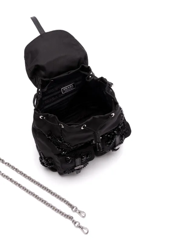 Prada Enamel triangle-logo Backpack | Black | FARFETCH MY