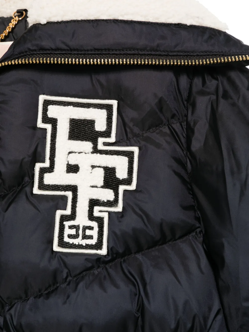 Elisabetta Franchi La Mia Bambina Donsjack met logopatch Zwart