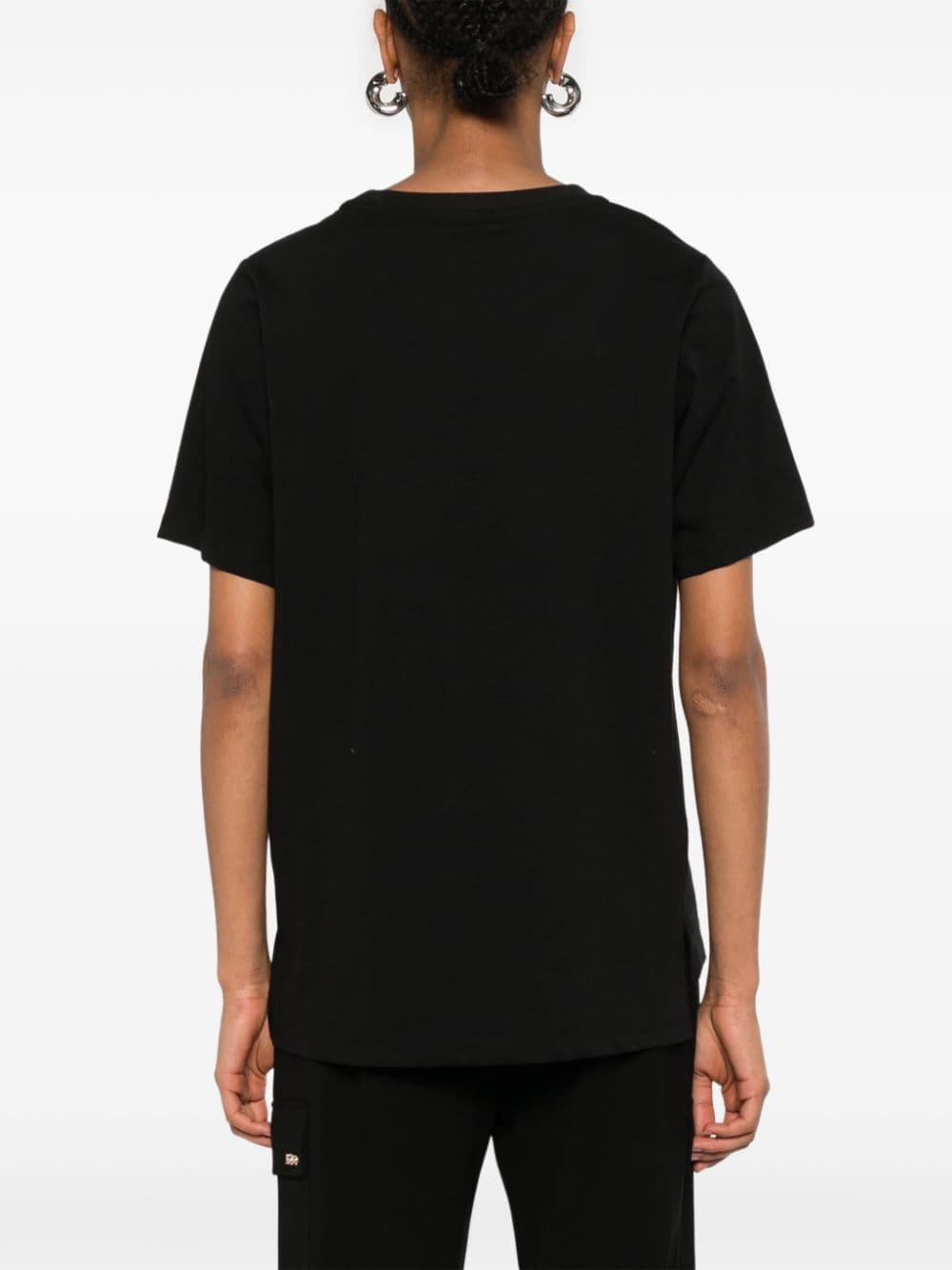 Shop Liu •jo Gemstone-embellished Logo T-shirt In Black