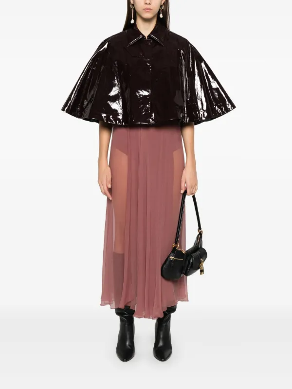 Chloé Lacquered Short Cape | Brown | FARFETCH PH