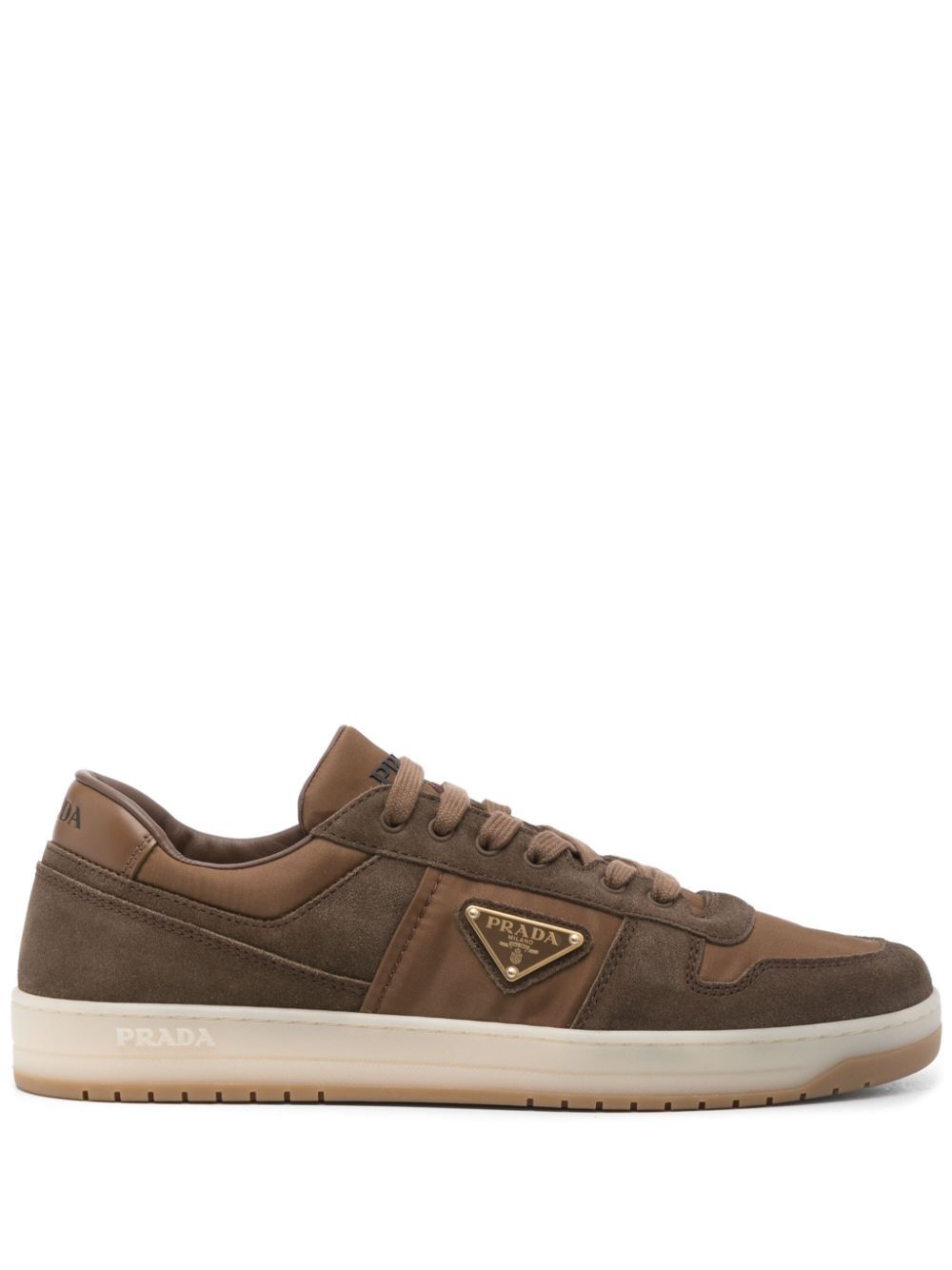 Shop Prada Downtown Sneakers In Brown