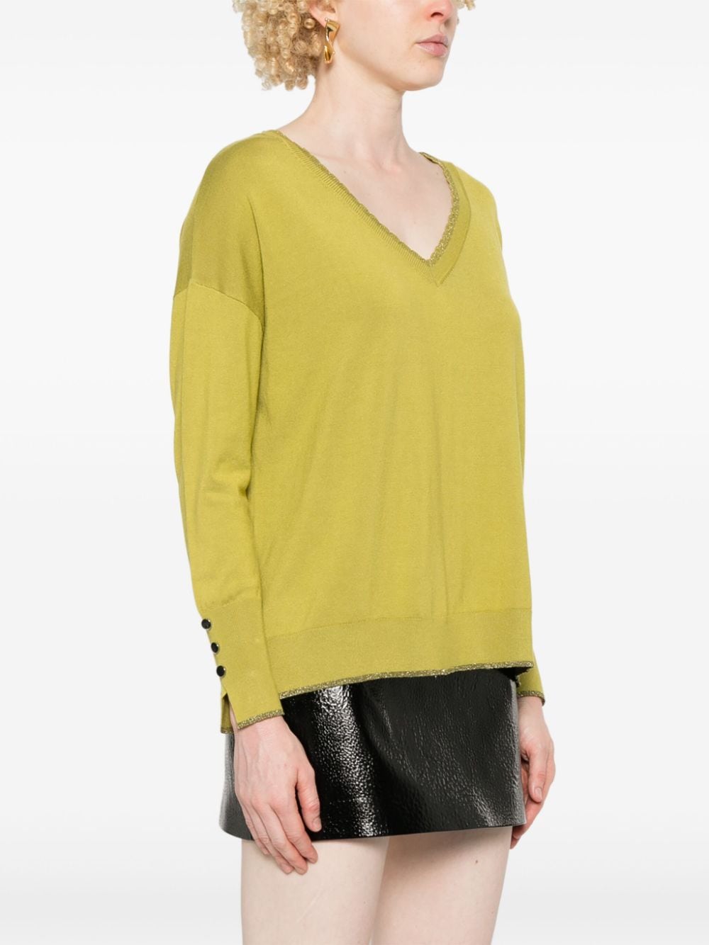 Shop Liu •jo V-neck Sweater In Green