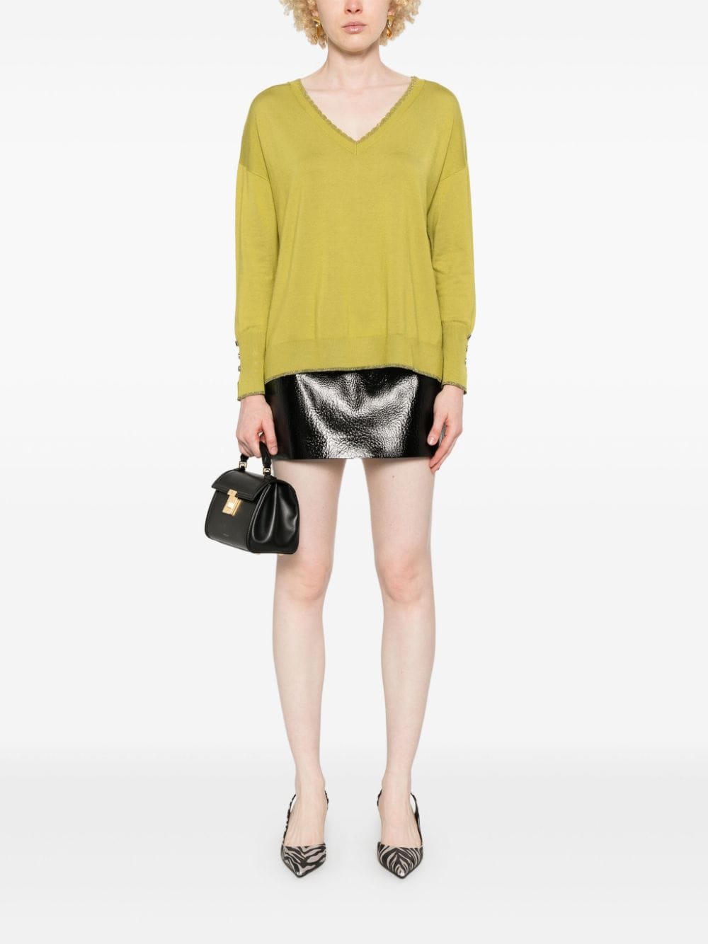 Shop Liu •jo V-neck Sweater In Green