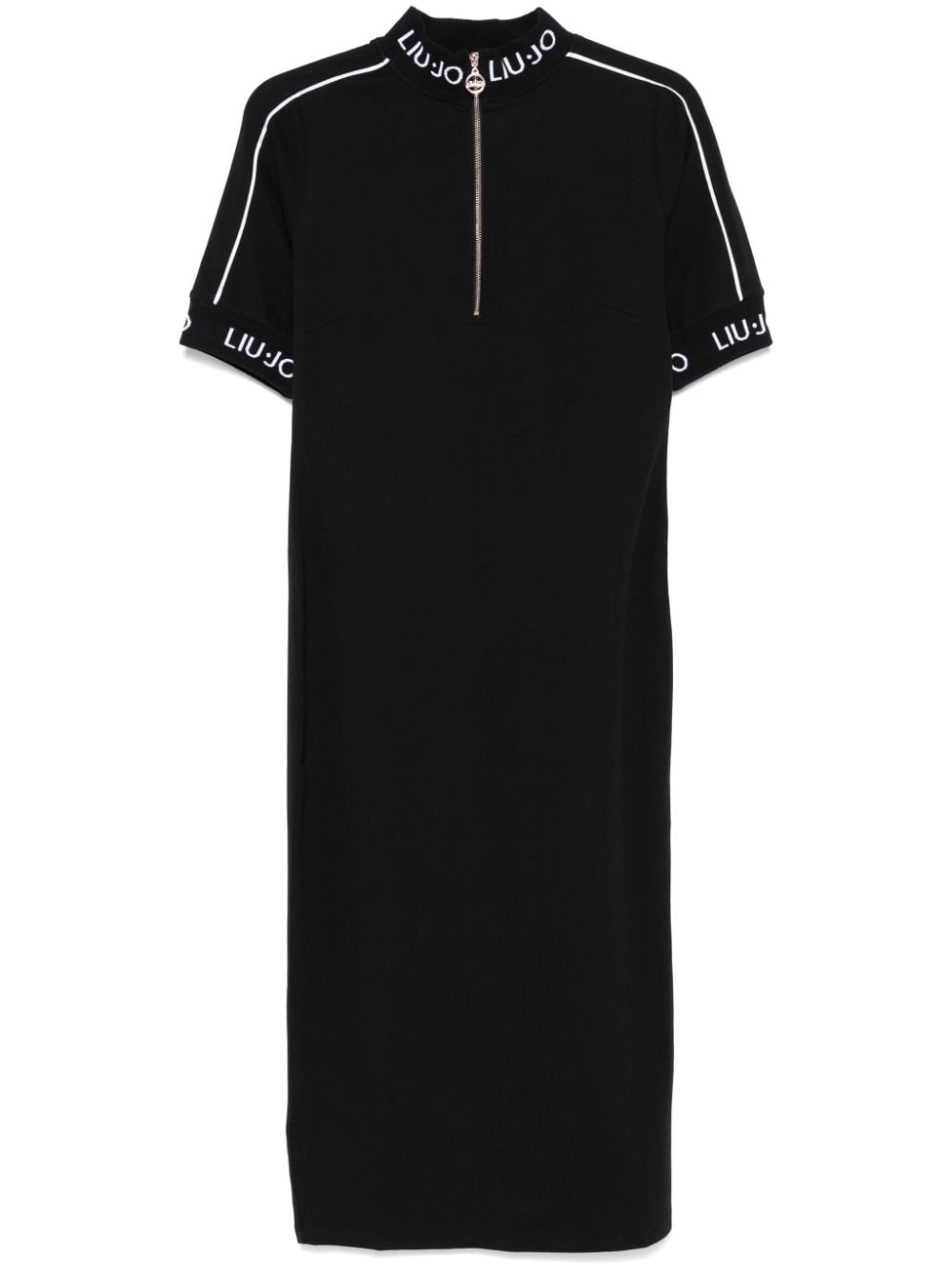 Liu •jo Jersey-texture Midi Dress In Schwarz