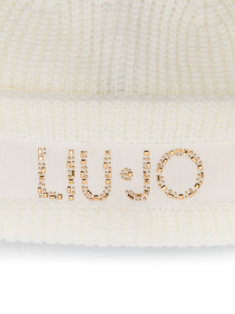 LIU JO sequin-logo beanie hat - Wit