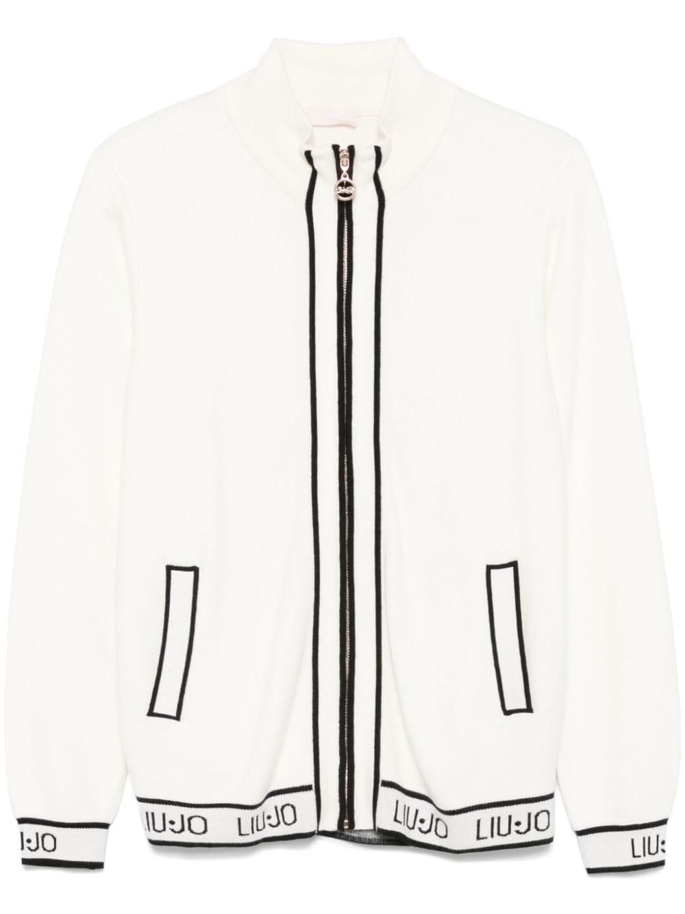 Liu •jo Logo-jacquard Cardigan In White