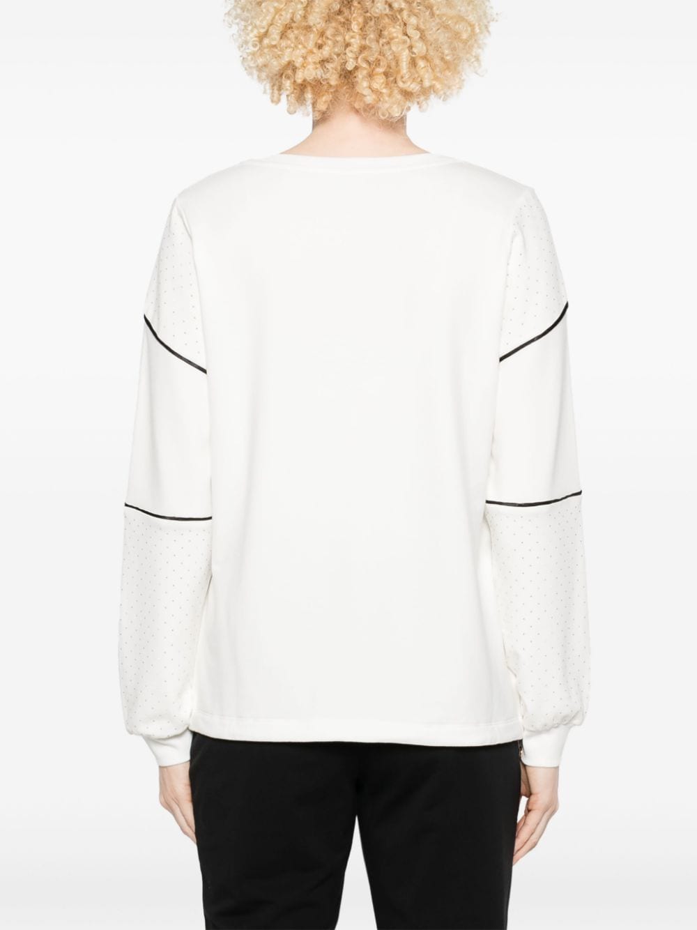 Shop Liu •jo Studded Crew-neck Sweatshirt In White