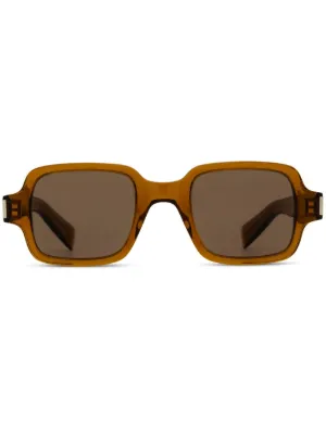 Saint Laurent Eyewear ロゴ サングラス | ブラウン | FARFETCH JP