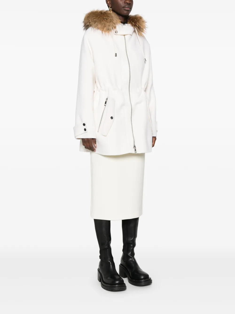 P.a.r.o.s.h Hooded Coat In Neutrals