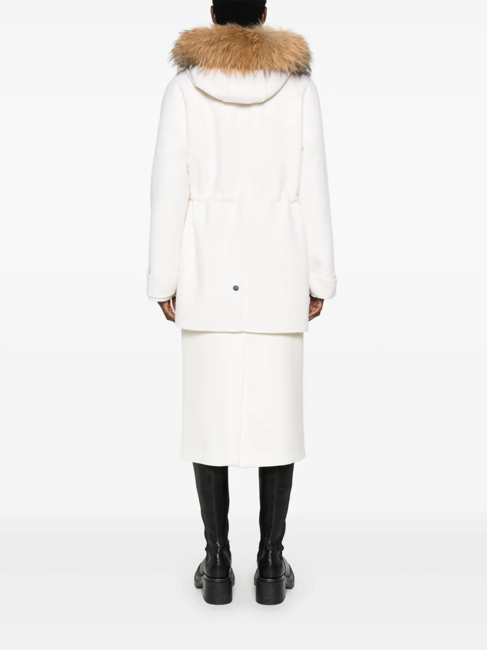 P.a.r.o.s.h Hooded Coat In Neutrals
