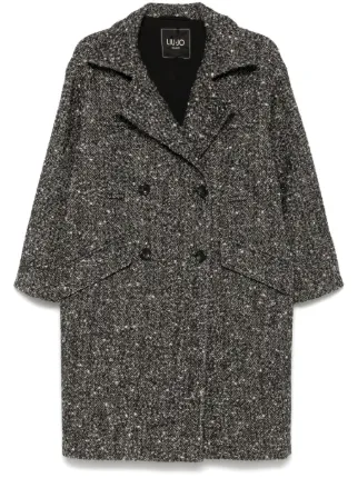 LIU JO Herringbone Coat | Black | FARFETCH AO