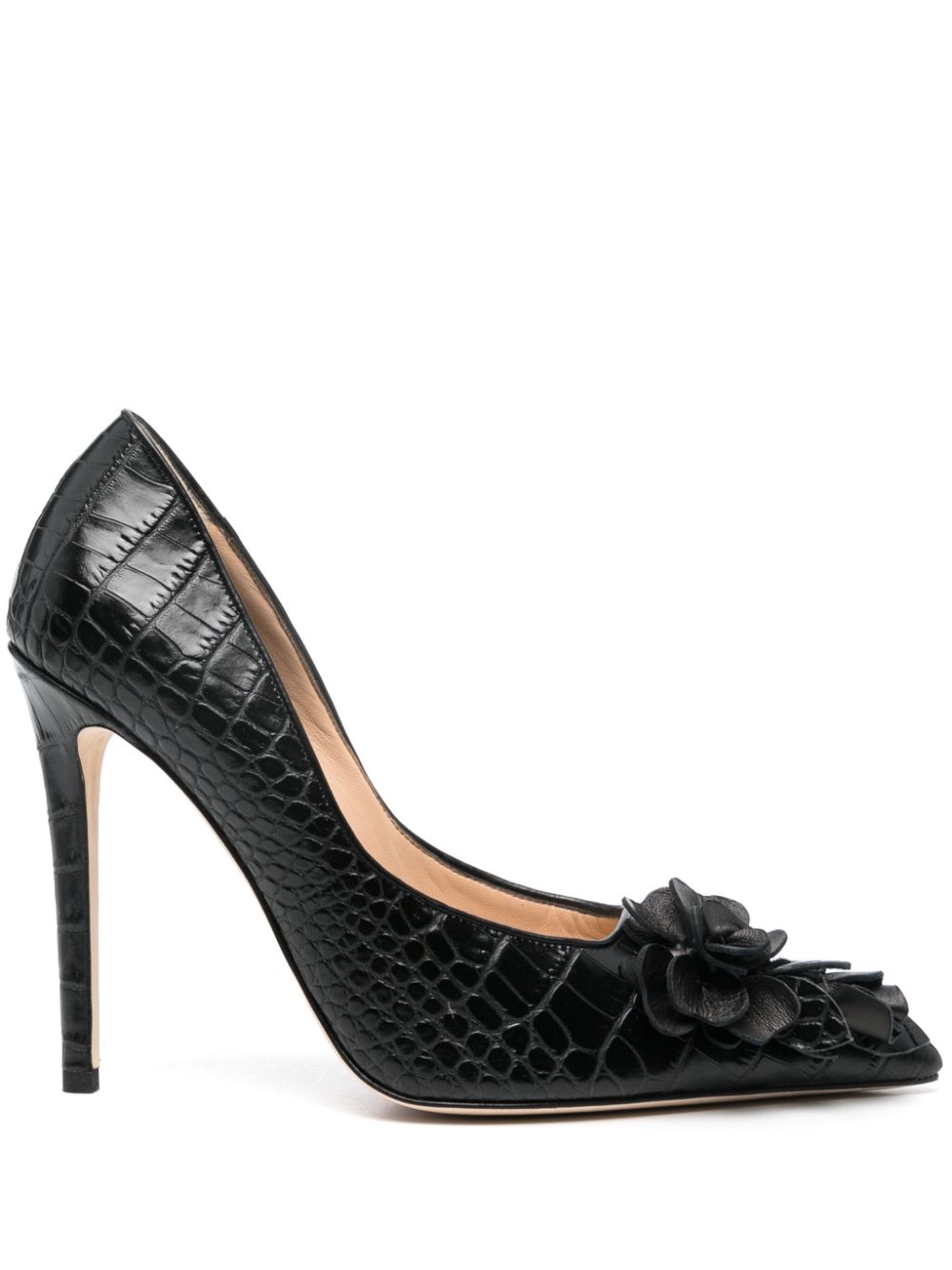 Ermanno Scervino 100mm Crocodile-embossed Pumps In Schwarz