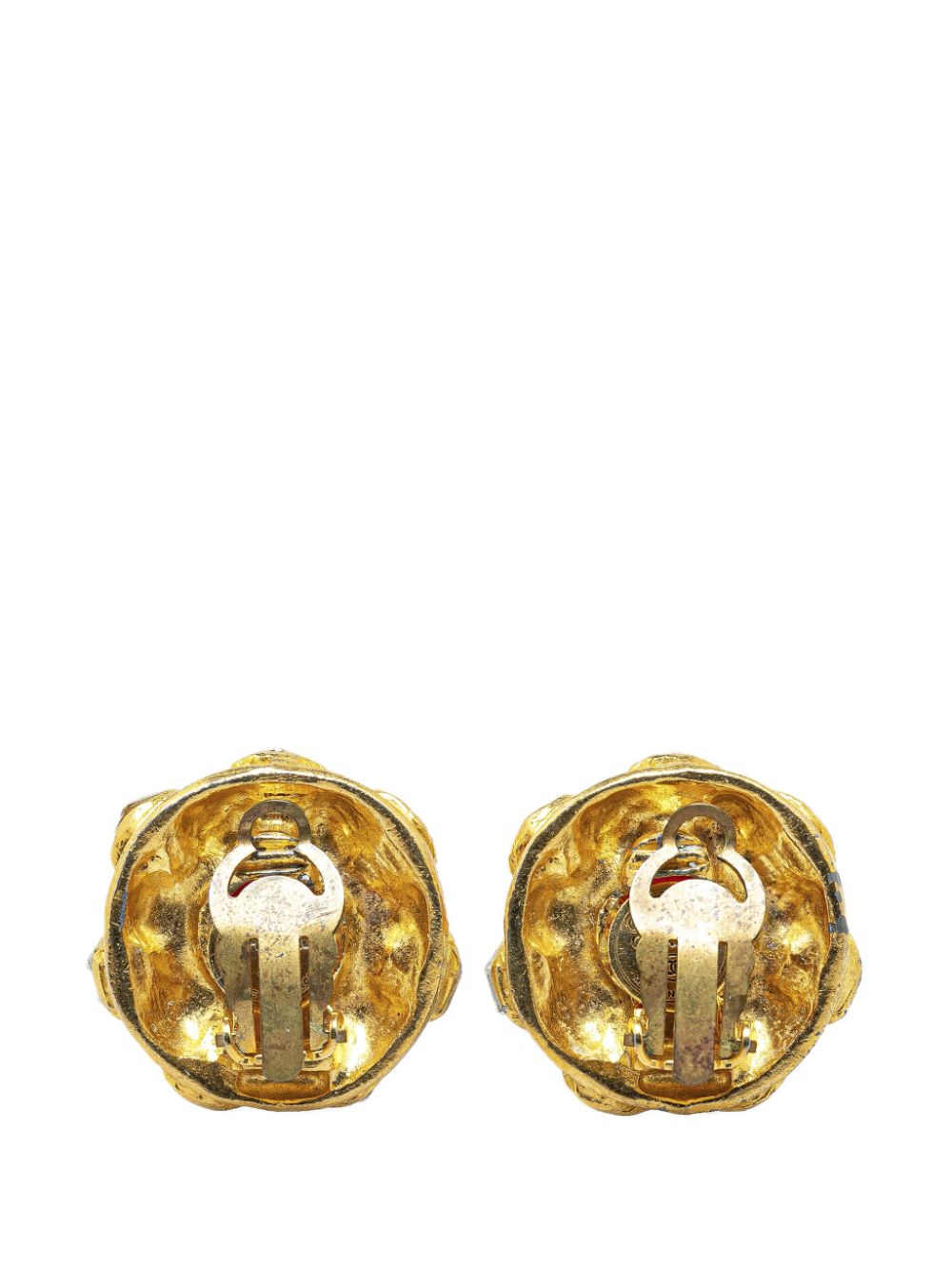 CHANEL Pre-Owned 20th Century Gold Plated Red Stone Rhinestones Clip on costume earrings