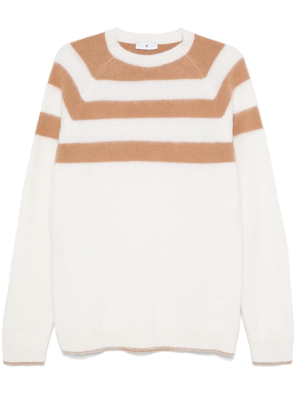 Shop Pt Torino Striped Sweater In White