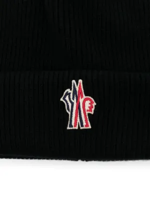 【送料&関税込】Moncler Grenoble Beanie Hat With Logo Moncler Grenoble logo-embroidered Padded Wool Beanie | Brown