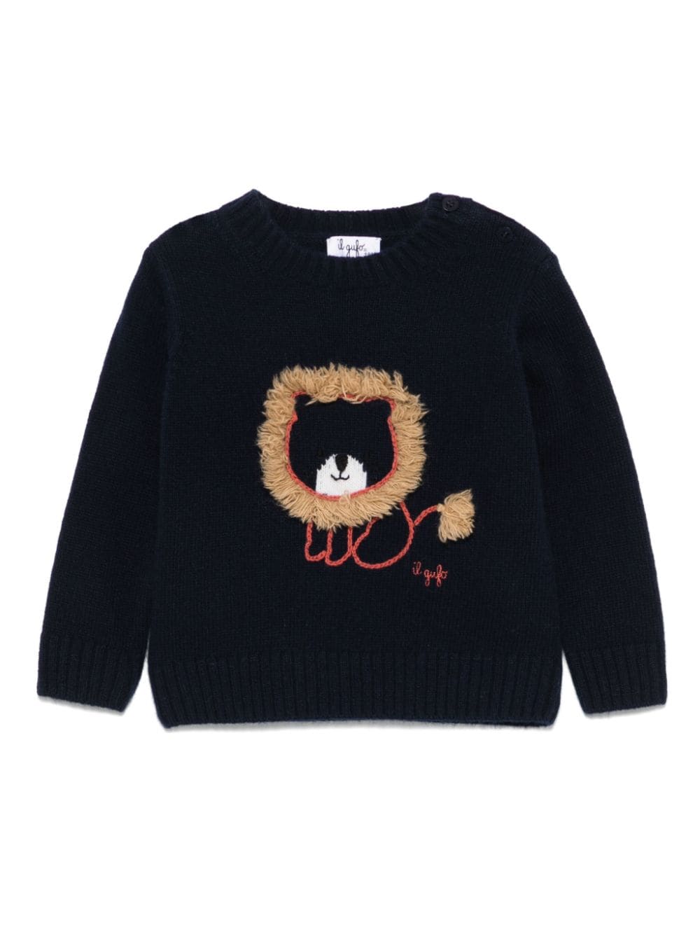 Il Gufo Babies' Lion-embroidered Sweater In Blue