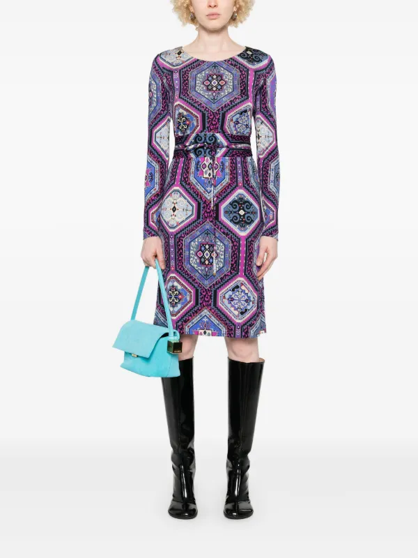 pucci purple dress NWT Emilio Pucci dress purple blue with belt size US 12 Silk