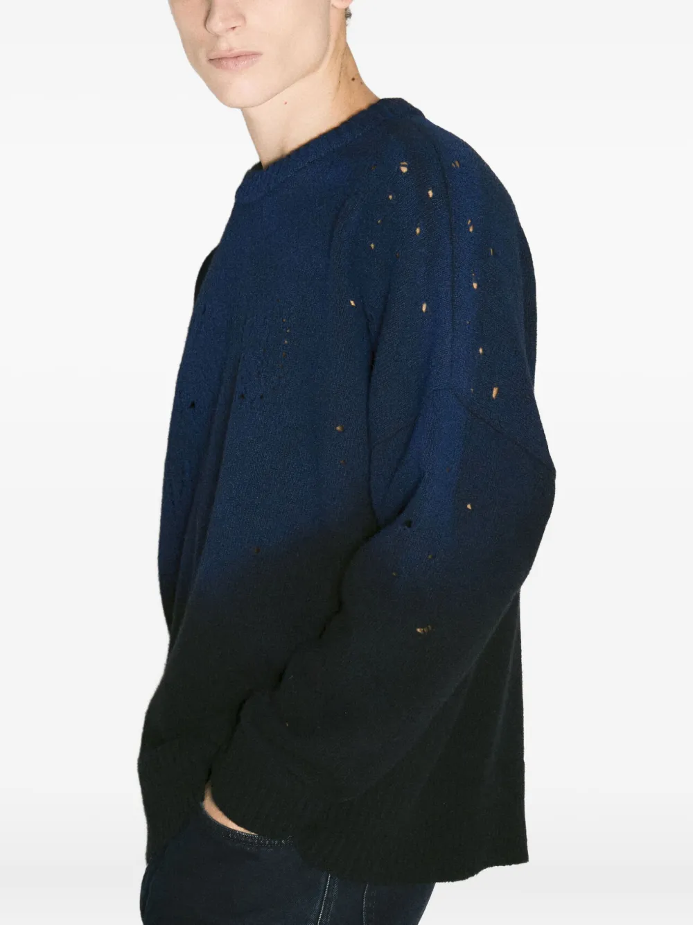 032c dip-dye cut-out sweater Zwart