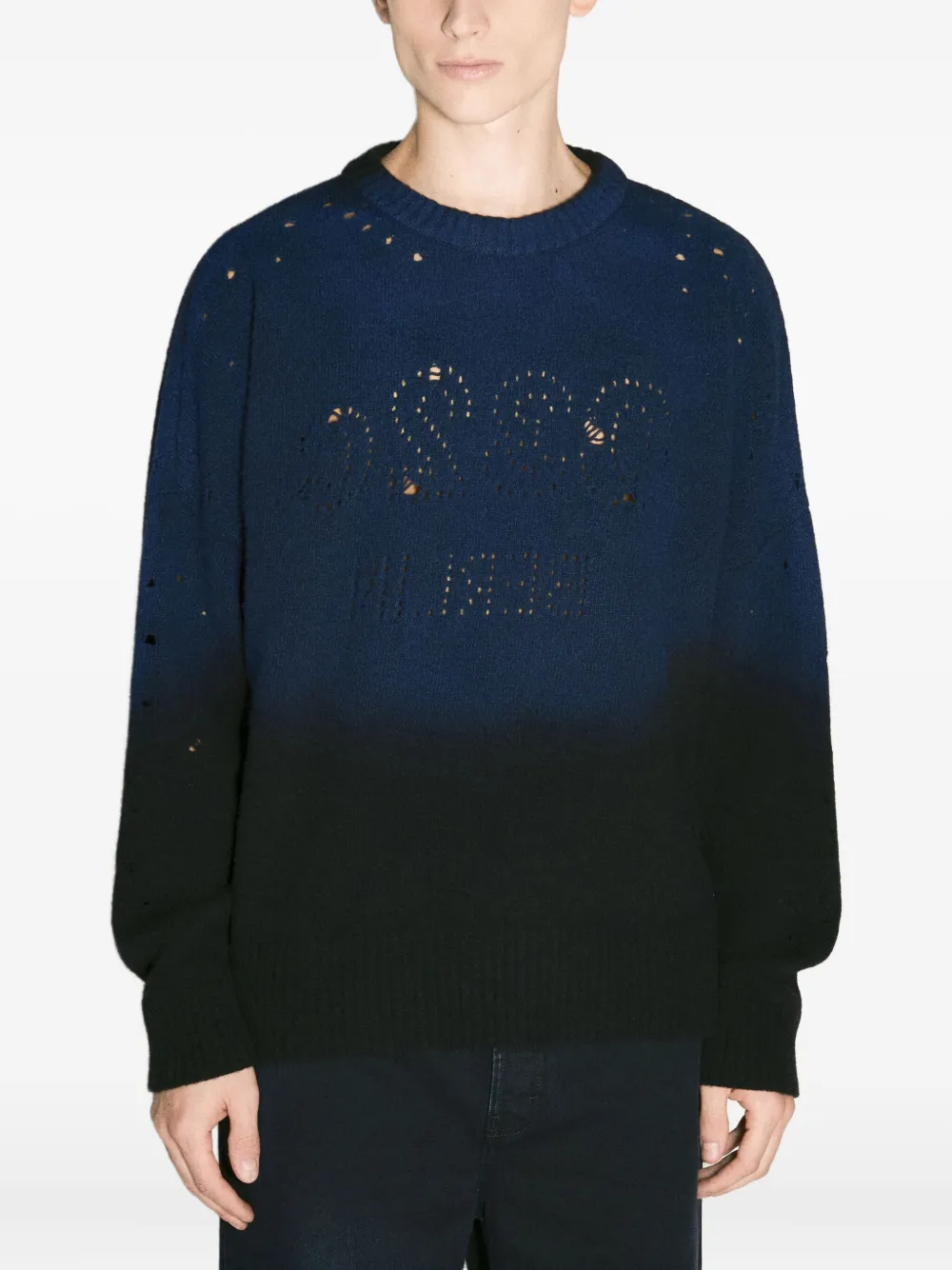 032c dip-dye cut-out sweater Zwart