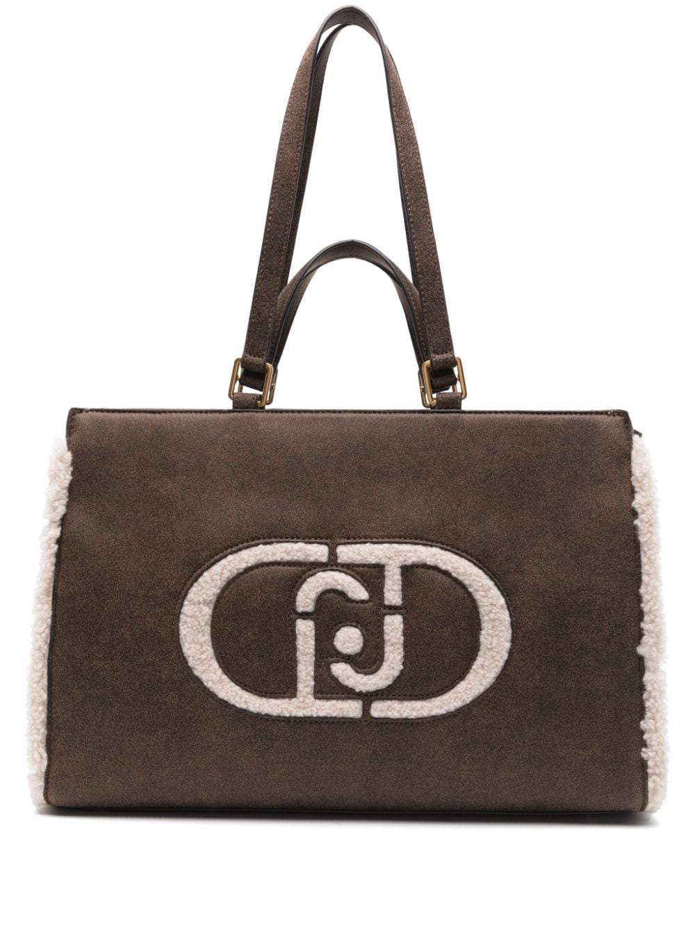 Shop Liu •jo Logo-raised Tote Bag In Brown