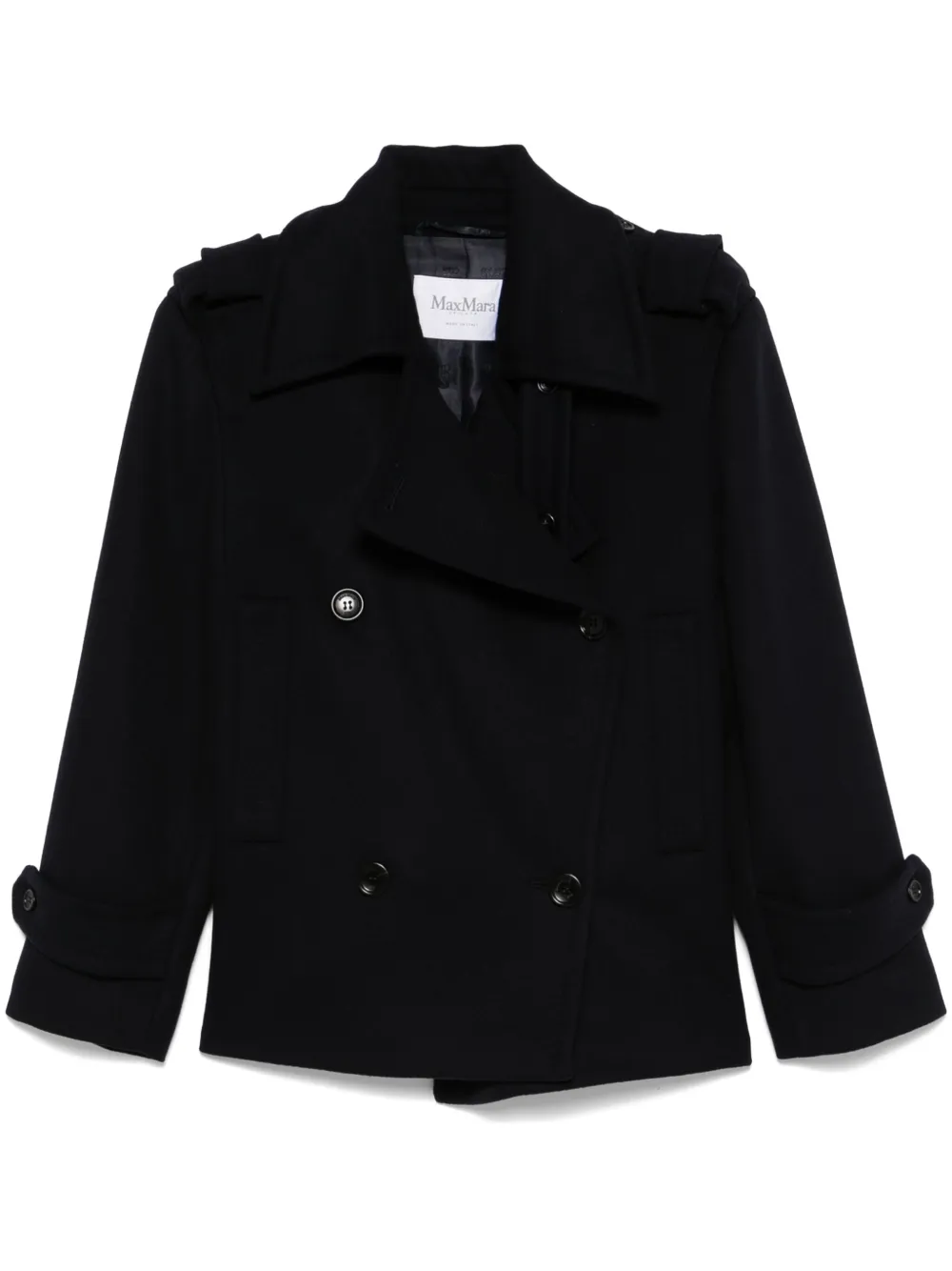 Max Mara Laveno Wool And Cashmere Over Trench Coat In Blue