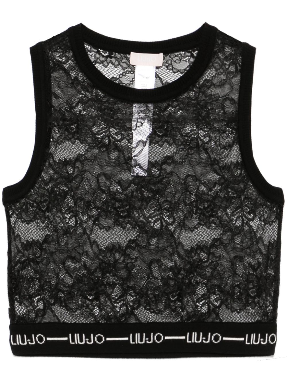 Shop Liu •jo Corded-lace Tank Top In Black