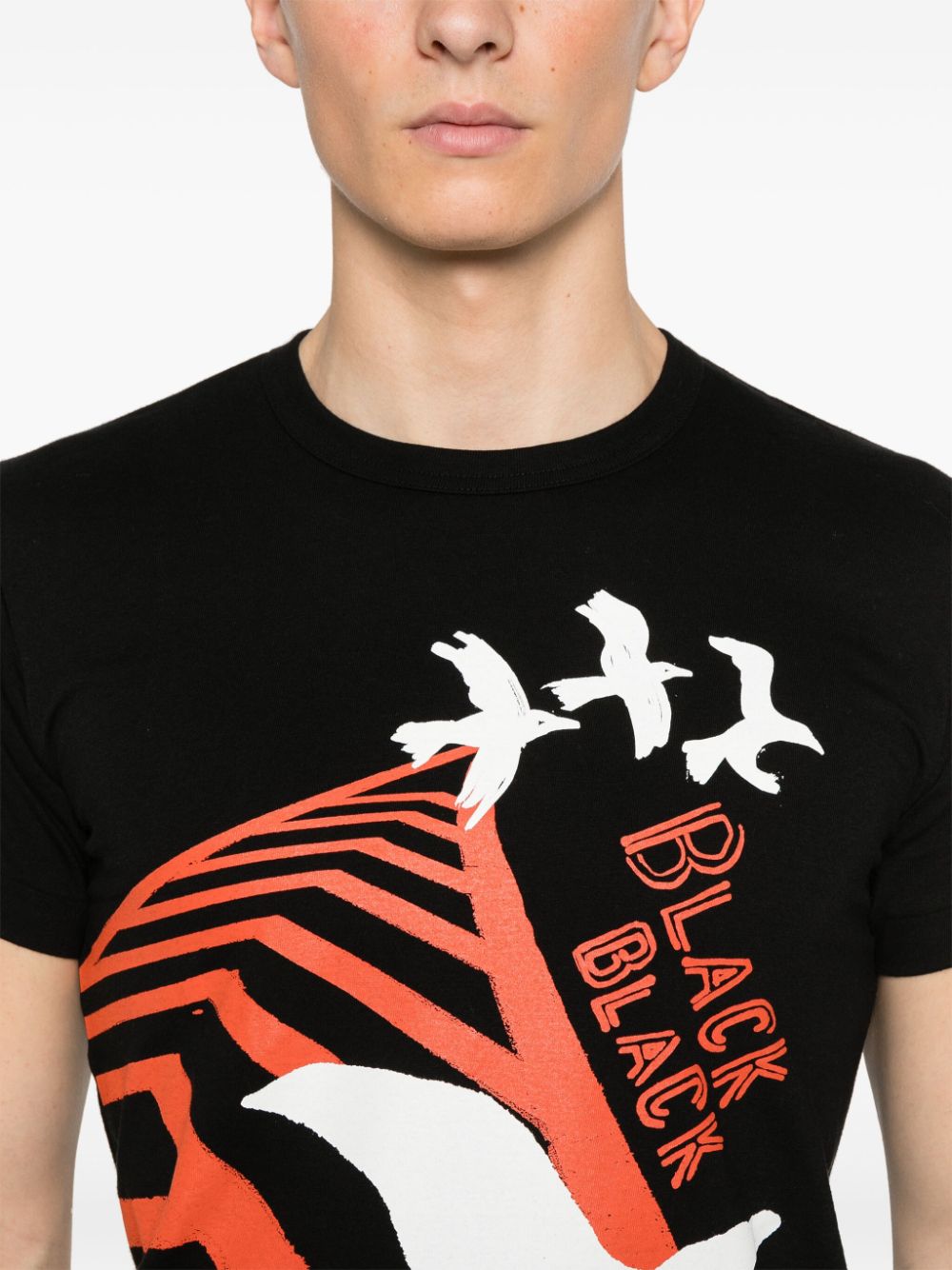 Shop Black Comme Des Garçons Bird-print T-shirt In Black