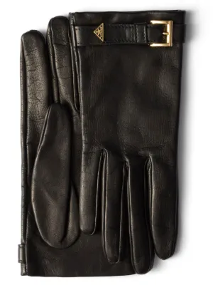 PRADA レザー グローブ 手袋 ロゴ レディース プラダ グローブ 手袋 ロゴ ブラック (PRADA/手袋