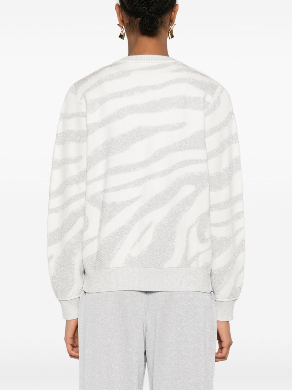 Shop Liu •jo Zebra-jacquard Sweater In White