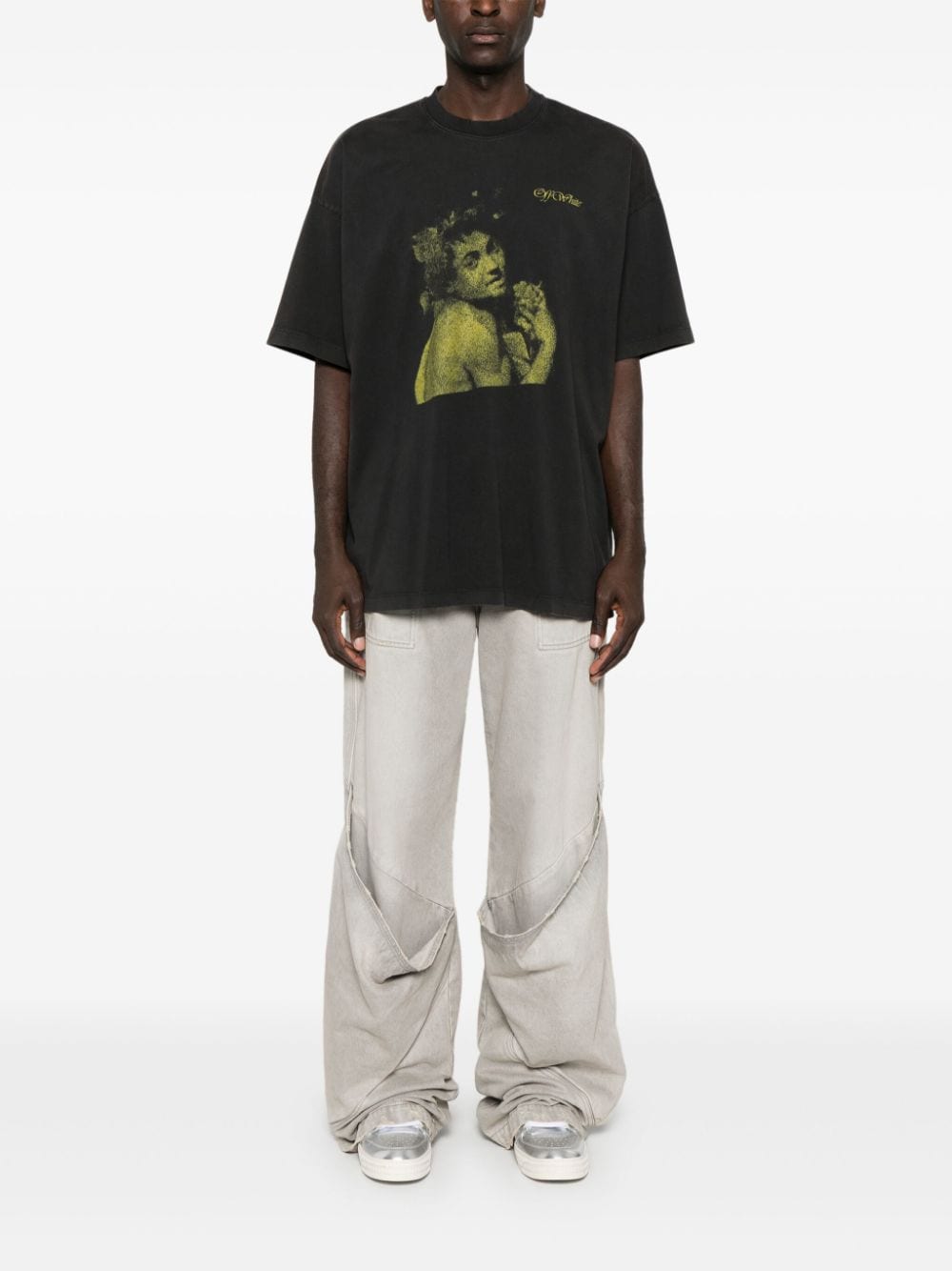 Off-White T-shirt met grafische print - Zwart