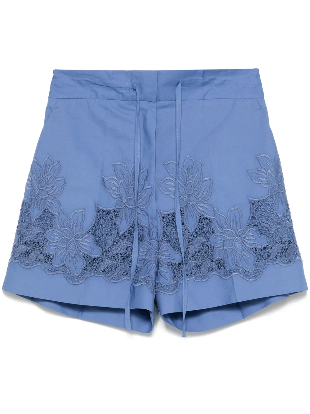 floral-embroidered shorts