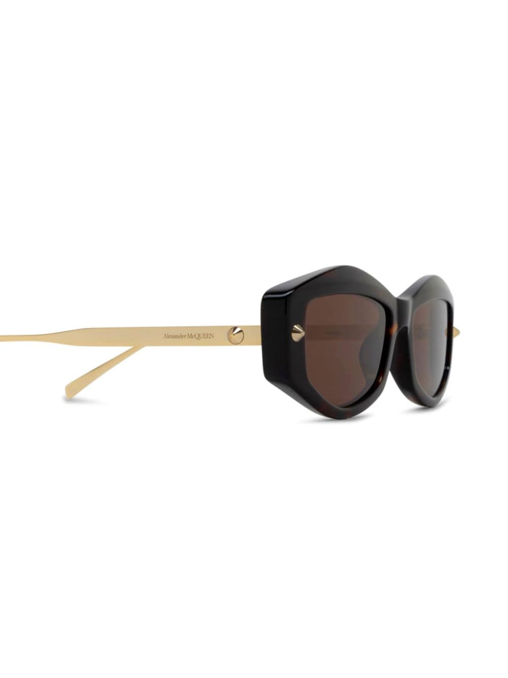 Shop Alexander Mcqueen Geometric-frame Sunglasses In Brown