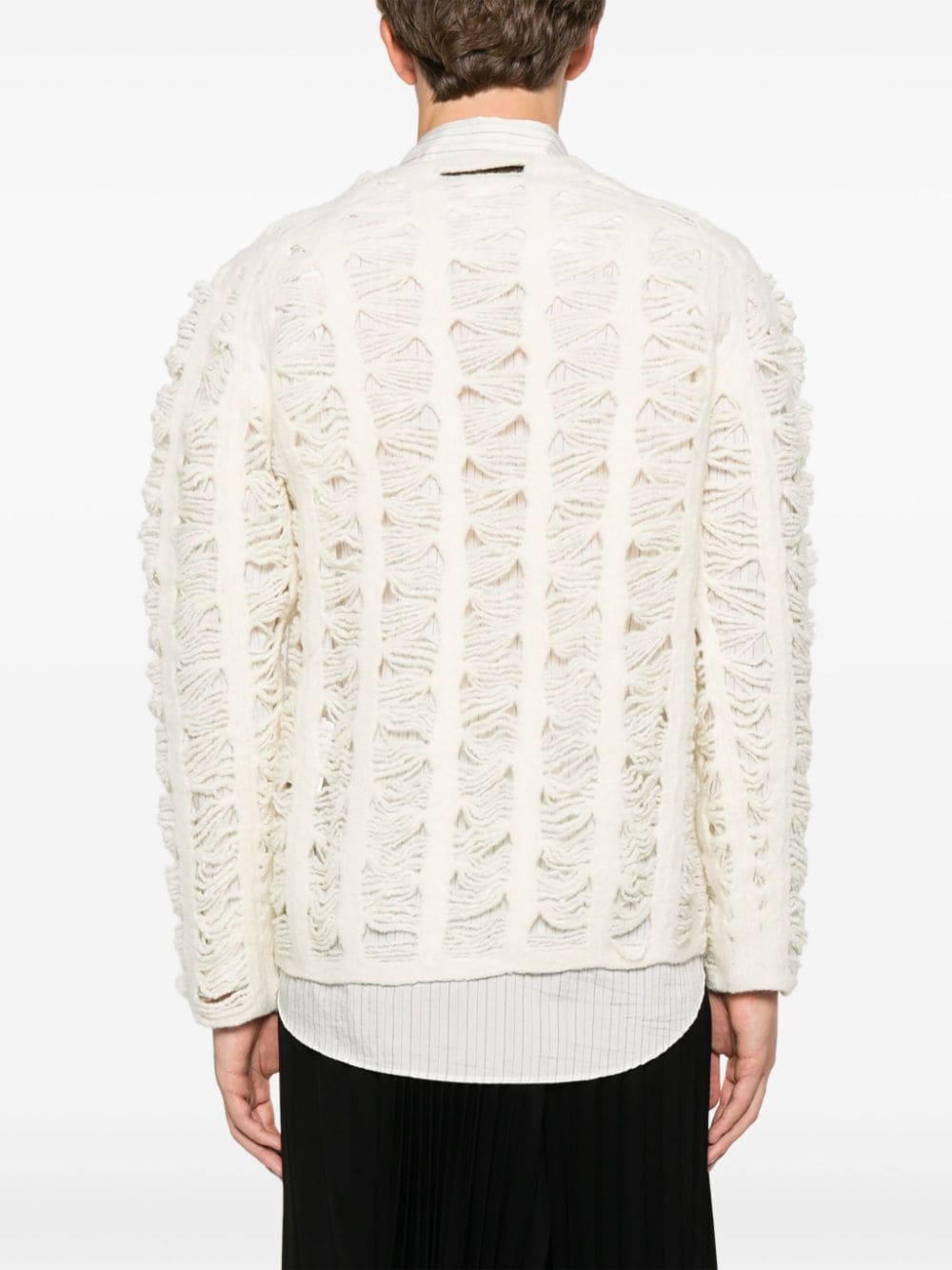 Shop Comme Des Garçons Homme Deux Ripped-detail Sweater In Weiss