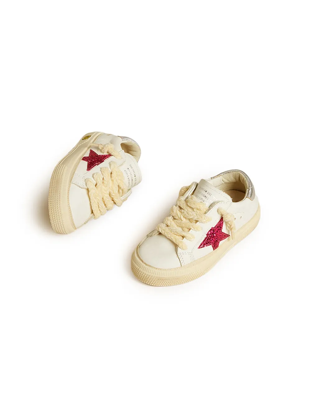 Golden Goose Kids May Upper Glitter leren sneakers Wit