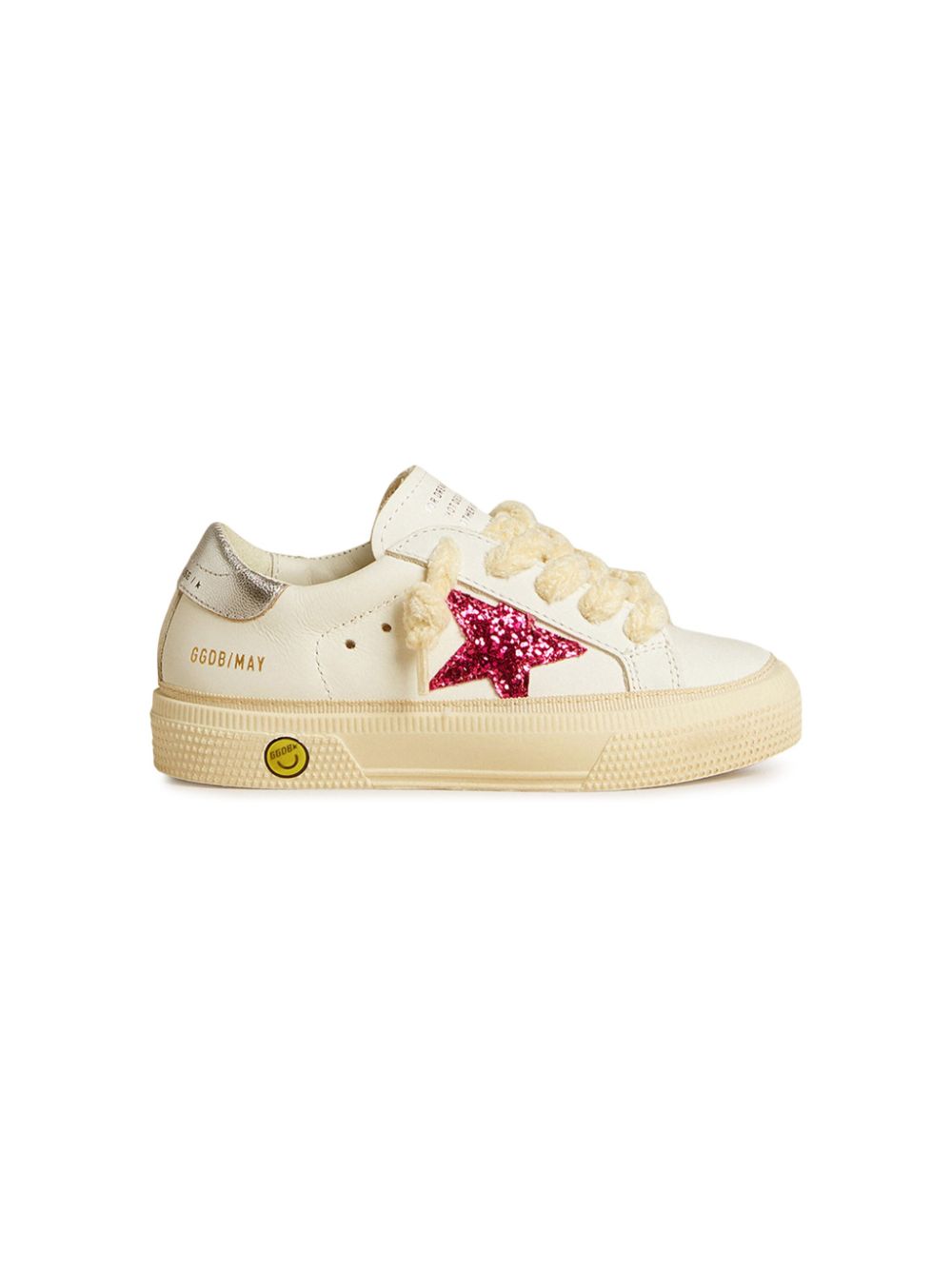 Golden Goose Kids May Upper Glitter leren sneakers Wit