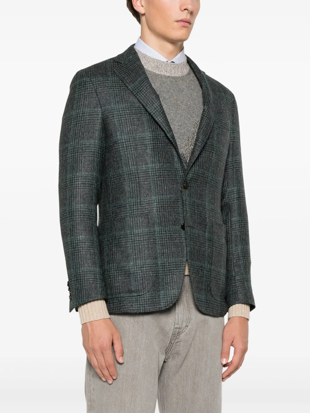 Canali Blazer met Prince of Wales-patroon Blauw