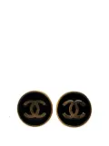 CHANEL Pre-Owned 2001 Gold Plated CC Clip On costume earrings - Black