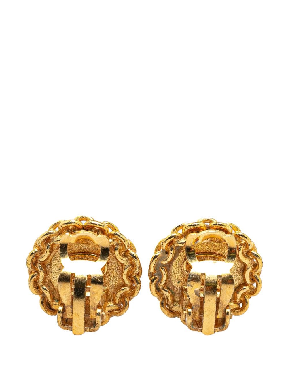 CHANEL Pre-Owned 1996 Gold Plated CC Round Clip On costume earrings - Goud