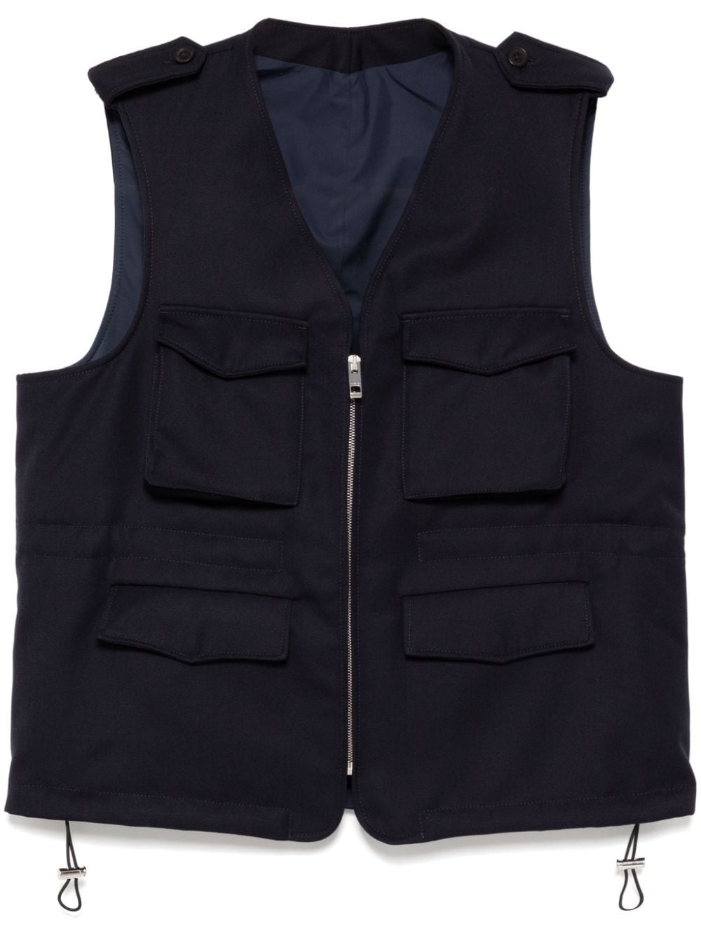 Shop Caruso Padded Gilet In Blue