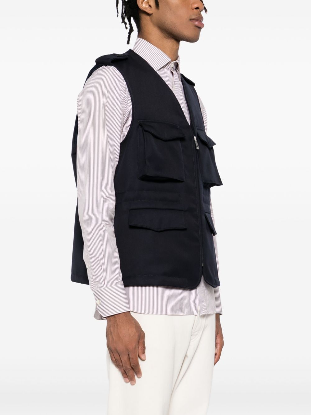 Shop Caruso Padded Gilet In Blue